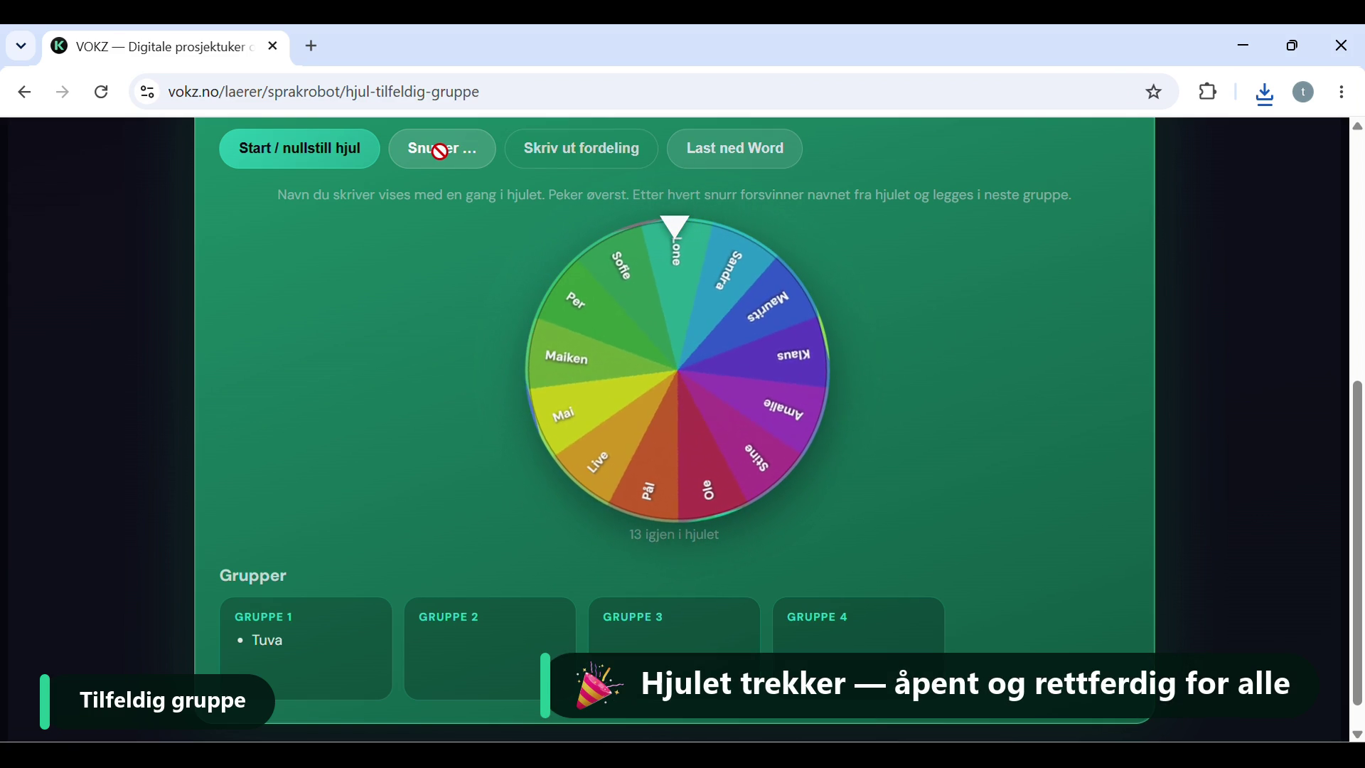 Forhåndsvisning: Tilfeldig gruppe